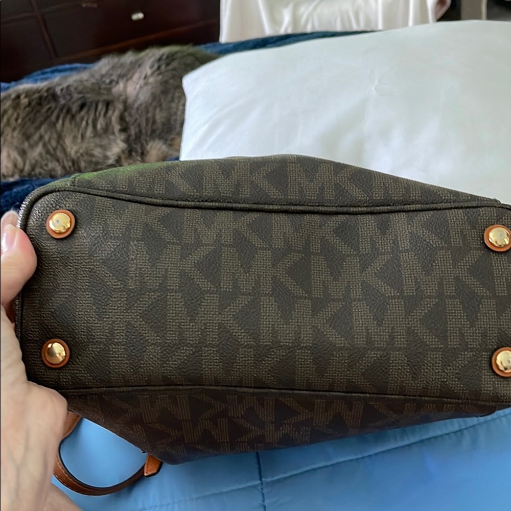 Michael Kors Brown Signature Tote with Gold Accents - Picture 5 of 5
